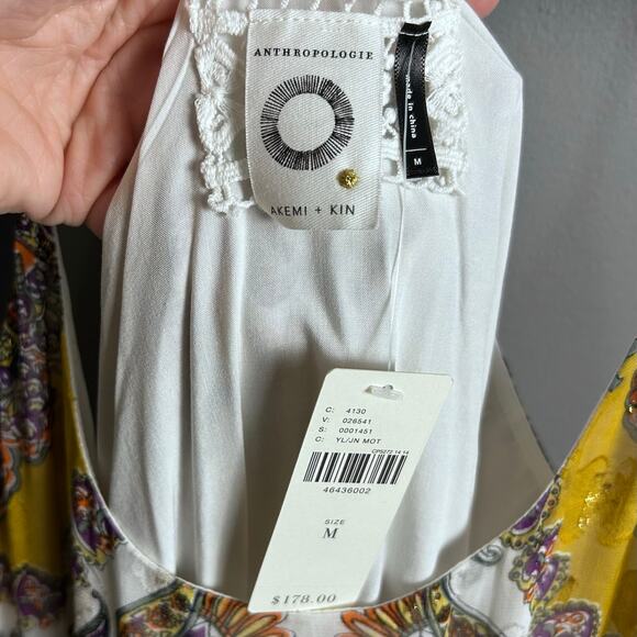 Anthropologie Akemi + Kin maxi dress Medium strappy gold blouson lightweight NWT - Picture 14 of 16